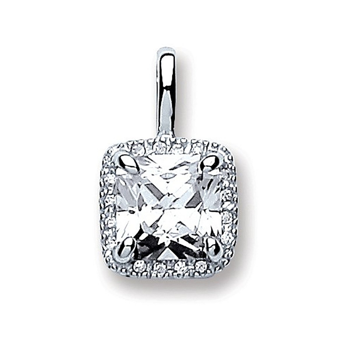 Sterling Silver Square CZ Pendant – Modern Brilliance - Samuel Perry