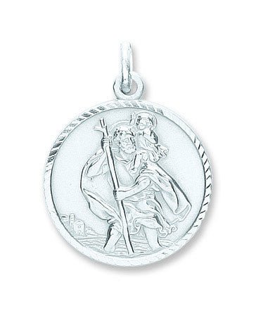 Sterling Silver St Christopher Pendant – Diamond Cut Plain Back - Samuel Perry