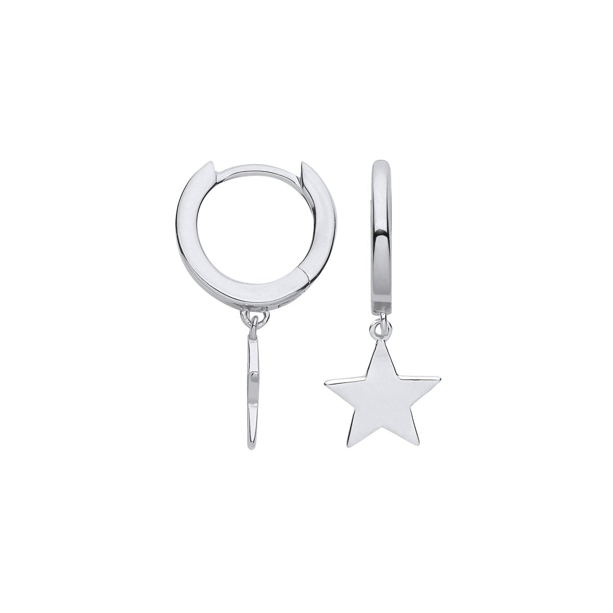 Sterling Silver Star Hinged Huggies - Samuel Perry