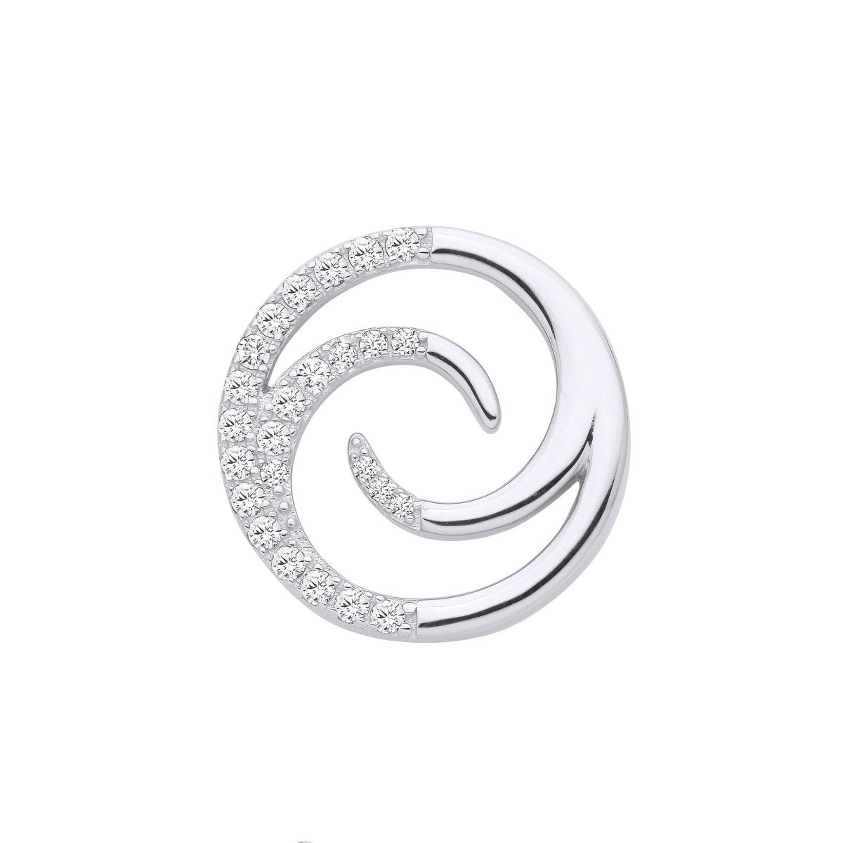 Sterling Silver Swirl CZ Pendant - Radiant - Samuel Perry
