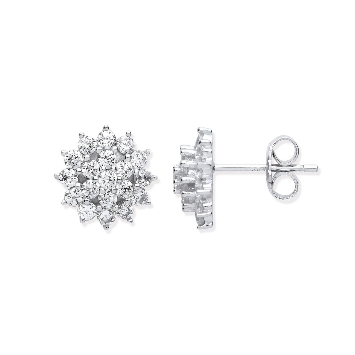 Sterling Silver Traditional CZ Cluster Studs - Samuel Perry
