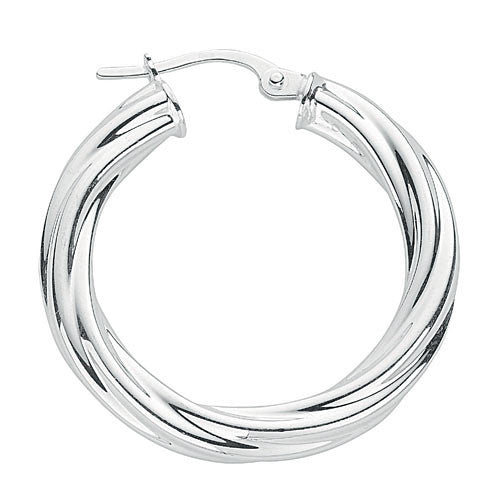 Sterling Silver Twisted Hoop Earrings - Samuel Perry