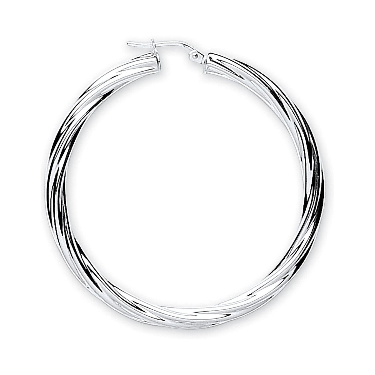 Sterling Silver Twisted Medium Hoop Earrings - Samuel Perry