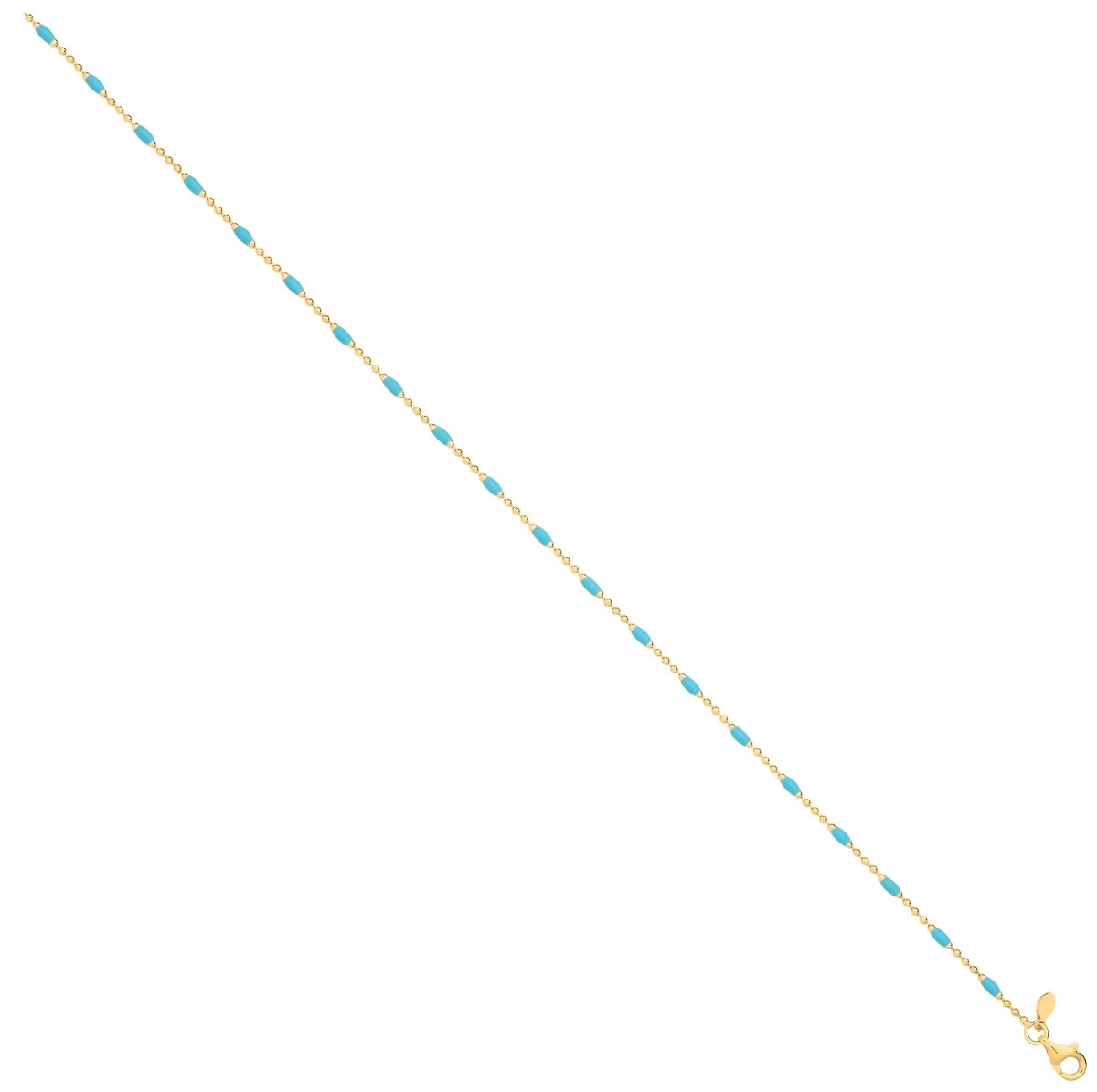 Sterling Silver YG Plated Blue Enamel Anklet - Samuel Perry