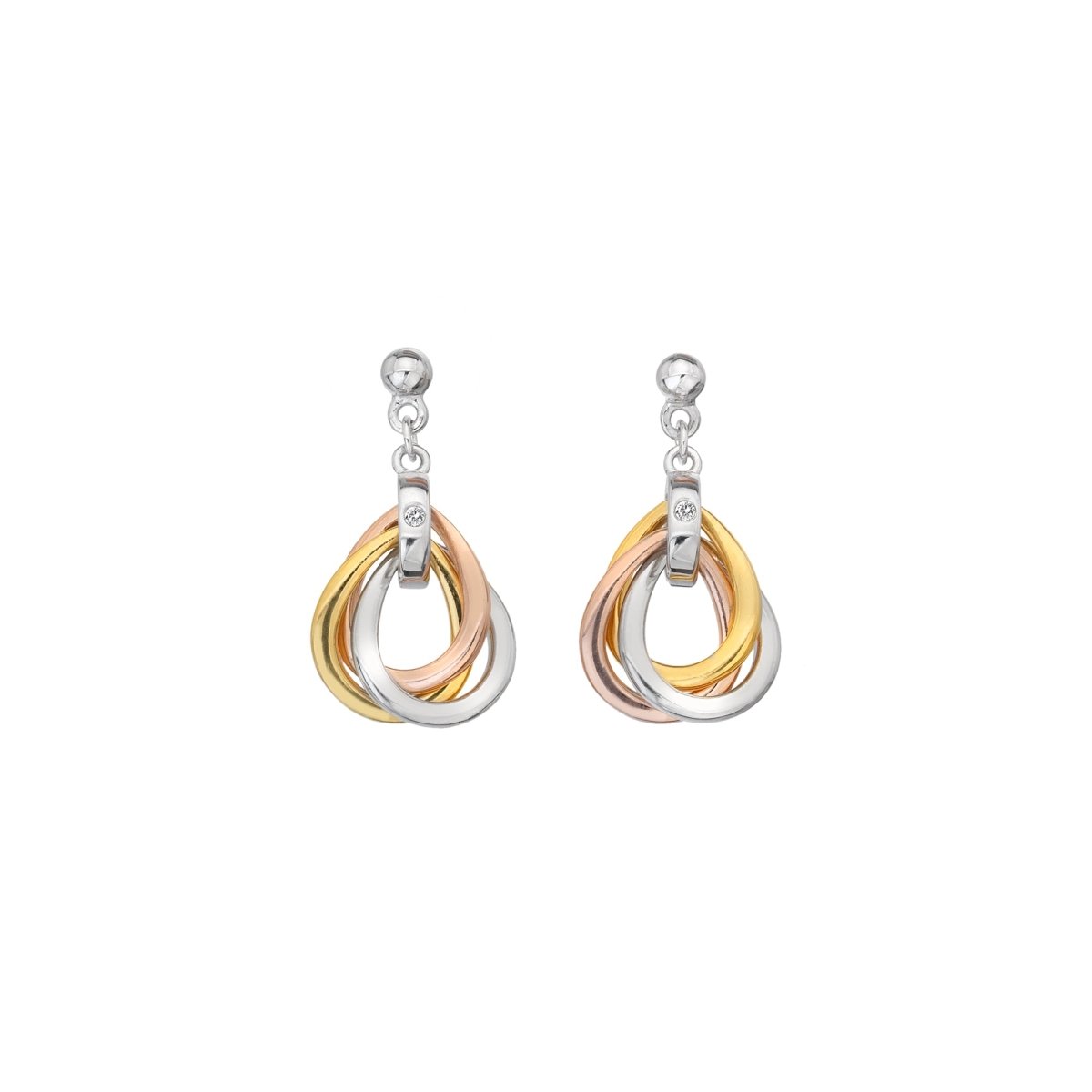 Trio Teardrop Earrings - Rose and Gold Plate Accents - Samuel Perry
