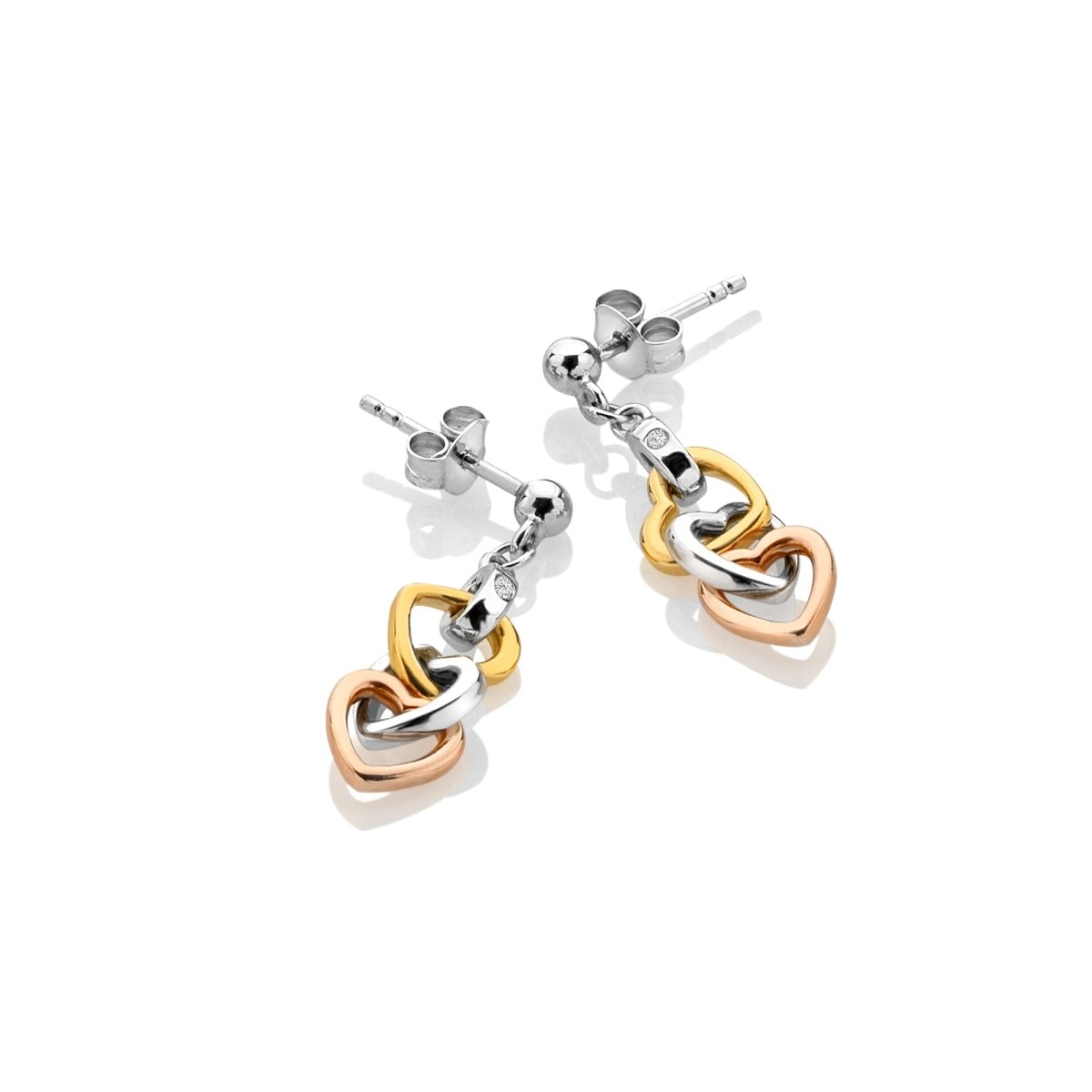 Trio Triple Heart Earrings - Gold Plated - Samuel Perry