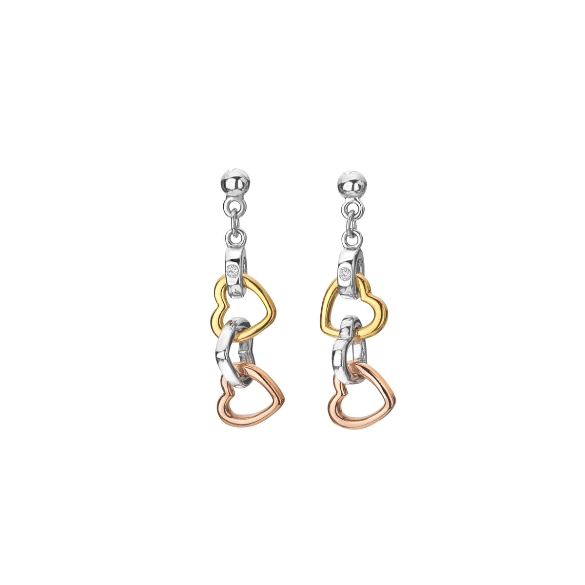 Trio Triple Heart Earrings - Gold Plated - Samuel Perry