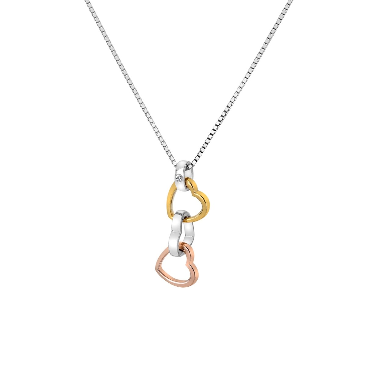 Trio Triple Heart Pendant - Rose and Yellow Gold - Samuel Perry
