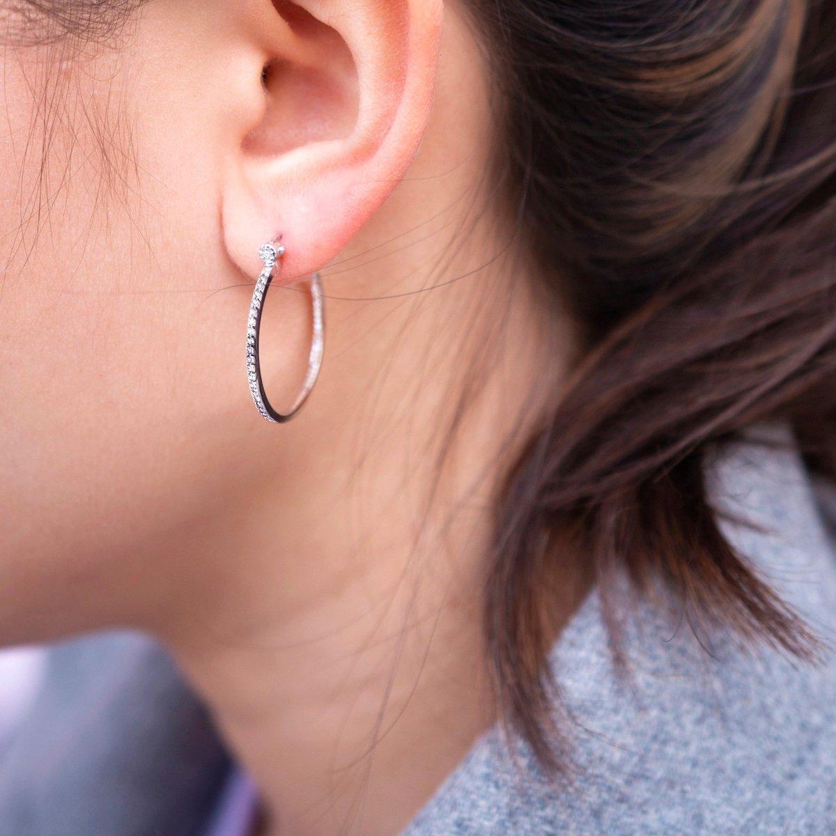 White Topaz Hoop Earrings - Samuel Perry