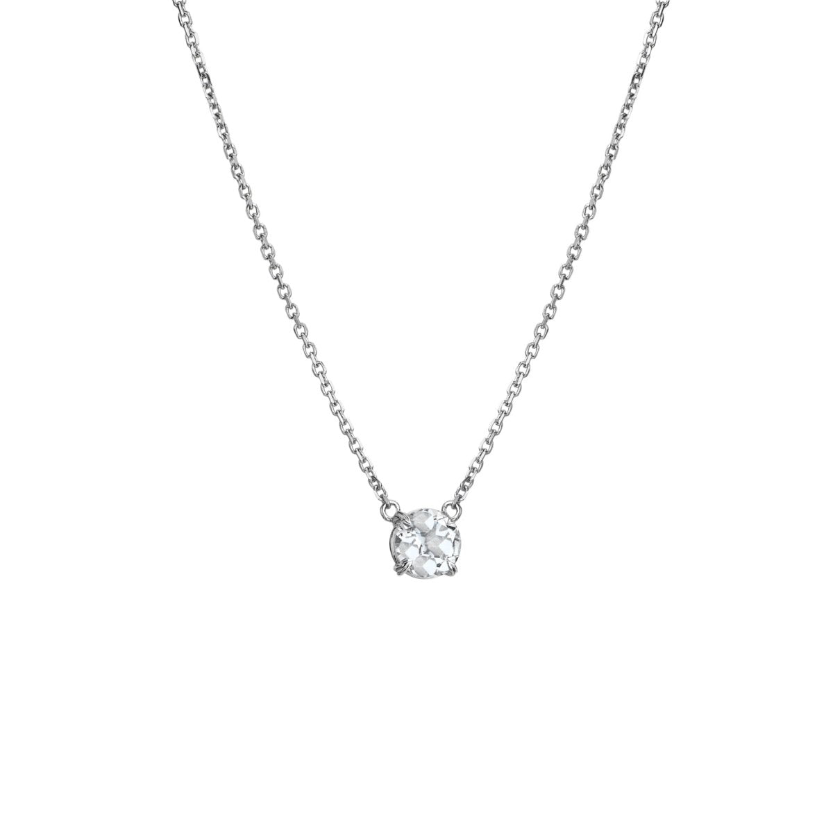 White Topaz Solitaire Necklace - Samuel Perry