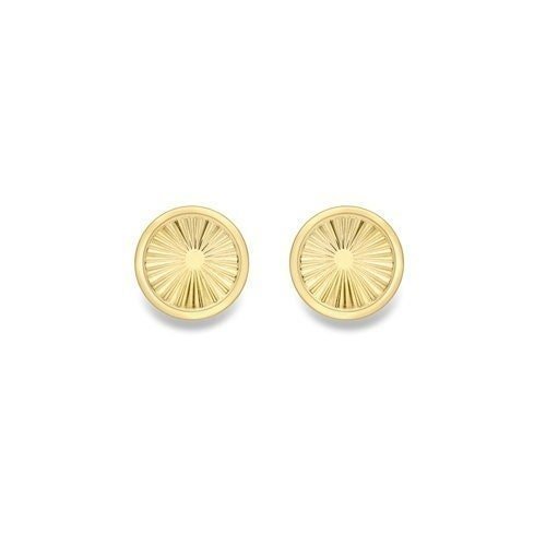 9ct Gold Diamond Cut Button Stud Earrings, Refined Beauty, 5mm, 0.90g ...