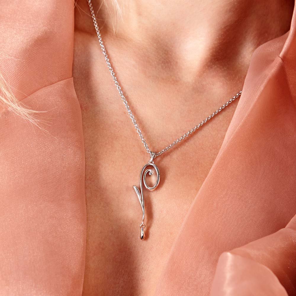 Sterling Silver Q Pendant with Drop - Samuel Perry