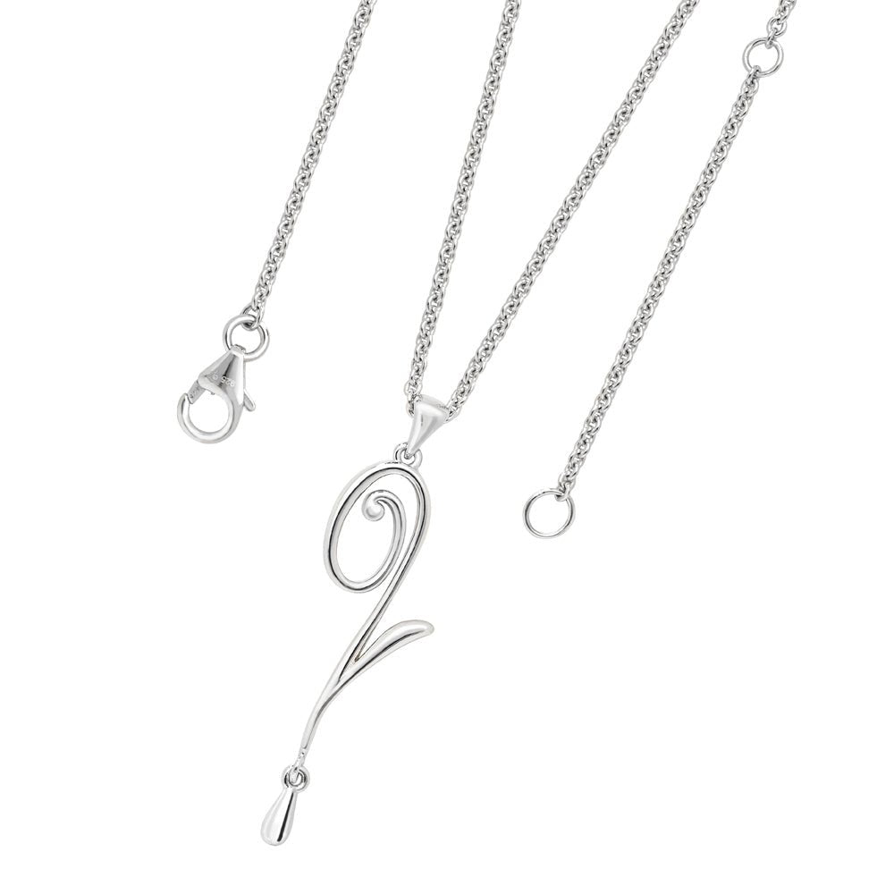 Sterling Silver Q Pendant with Drop - Samuel Perry